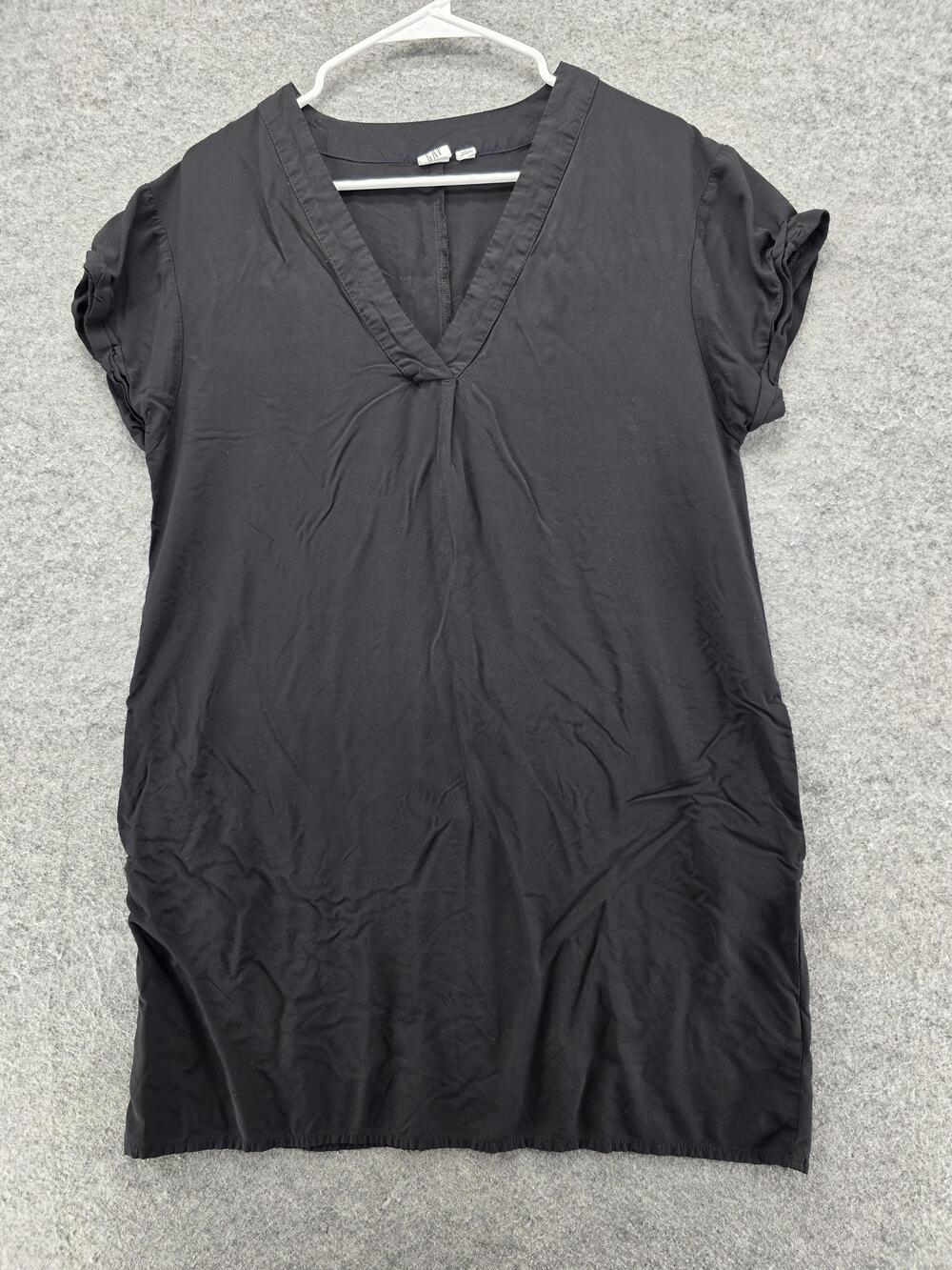GAP Dress Womens Medium Black V Neck Short Sleeve Rayon Solid Soft